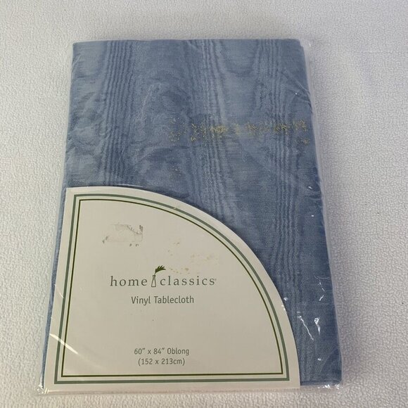 Vintage Home Classics Vinyl Tablecloth 60” x 84” Oblong Blue - Picture 1 of 5
